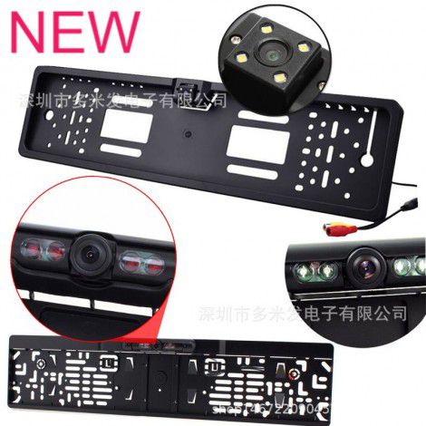 New wireless European license plate frame car rear view reversing camera with LED lamp night vision HD CCD