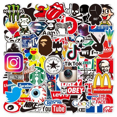 100 non repetitive tide brand logo decorative graffiti stickers waterproof tide brand stickers for cars, motorcycles and skateboards