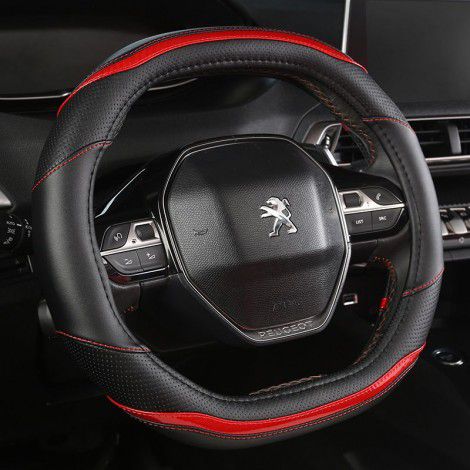 The steering wheel cover is applicable to Dongfeng Peugeot 4008 carbon fiber two-color splicing steering wheel cover for all seasons