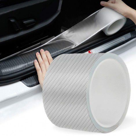 K3D transparent carbon fiber grain automobile door sill strip bumper anti-collision strip anti stepping sticker general body film sticker decorative strip