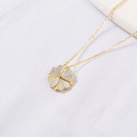 new S925 Sterling Silver Clover Necklace Korean fashion shell clavicle chain female support one generation wholesale