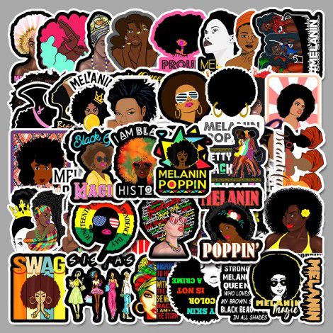 50 inspirational black girl luggage stickers bicycle scooter car waterproof decoration graffiti stickers