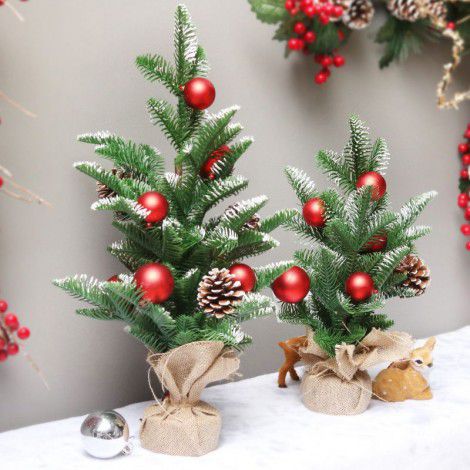 Cross border new Christmas decorations 40cm snow pine cone Mini Christmas tree desktop small Christmas tree decorations