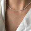 White silver ~ sparkling Italian imported flash element chain naked 925 Sterling Silver custom cool wind Necklace (female)