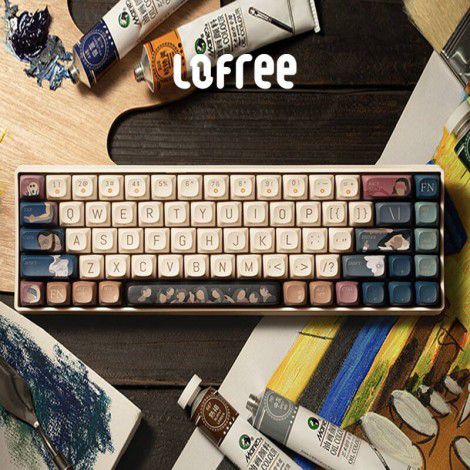 Lofree wireless mechanical keyboard Bluetooth wired the third mock examination home red axis Van Gogh theme keycap