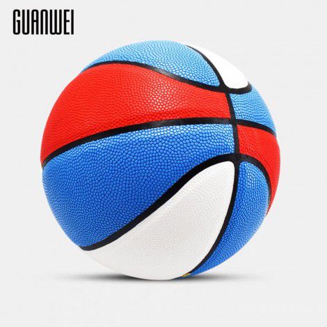 Guanwei basketball manufacturer Pu hygroscopic leather indoor and outdoor training and competition ball wholesale FREE lettering blue ball
