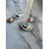 Rongyu Bohemian Mint chalcedony and Artificial Coral Earrings creative asymmetric Vintage Silver Earrings