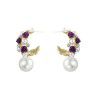 Cross border Fashion Earrings: light luxury alloy inlaid with pearl flowers, silver needle earrings, female high-level sense, personalized walk show earrings