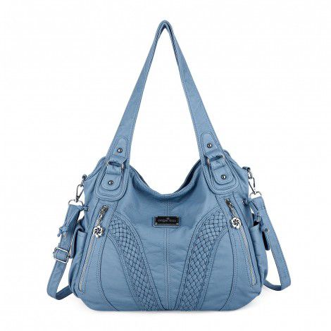 Washing Pu women's bag soft leather 2021 new cross-border European and American fashionable women's handbag large capacity Single Shoulder Messenger Bag