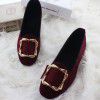autumn and winter new fashion square head comfortable large women's shoes with velvet square buckle flat shoes women's single shoes foreign trade multicolor 