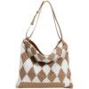 New ins Woolen Bag checkerboard bag female messenger Woolen Bag Tote Bag Large Capacity portable single shoulder women's bag 