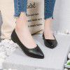 Work shoes women's spring and autumn single shoes soft leather soft bottom flat bottom black small leather shoes professional work thick heel low heel women's shoes 