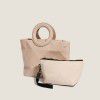  spring and summer new fashion trend ring portable tot briefcase women's wrinkled Lingge soft leather handbag 