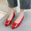 Large women's shoes 2022 spring and autumn new pointed suede square buckle pea shoes casual flat sole women's single shoes work shoes
