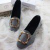 autumn and winter new fashion square head comfortable large women's shoes with velvet square buckle flat shoes women's single shoes foreign trade multicolor 