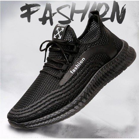 single cotton optional new four season casual shoes, fashionable and versatile flying woven men's shoes, net running shoes