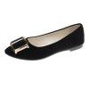Large women's shoes 2022 spring and autumn new pointed suede square buckle pea shoes casual flat sole women's single shoes work shoes