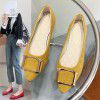 Large women's shoes 2022 spring and autumn new pointed suede square buckle pea shoes casual flat sole women's single shoes work shoes