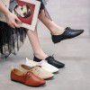 Small leather shoes women's 2022 spring new leisure pointed lace up women's shoes comfortable flat heels Doudou shoes small white shoes single shoes 