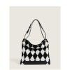 New ins Woolen Bag checkerboard bag female messenger Woolen Bag Tote Bag Large Capacity portable single shoulder women's bag 