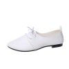 Small leather shoes women's 2022 spring new leisure pointed lace up women's shoes comfortable flat heels Doudou shoes small white shoes single shoes 