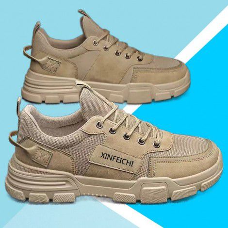 Men's shoes: waterproof and anti-skid, wear-resistant black board shoes for construction site, fashionable sports, leisure, breathable, labor protection shoes