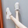 Leather summer style shallow mouth white shoes for women in spring and summer of 2022, the new Korean version of net red sports and leisure shoes (INS trend)