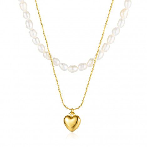 OPK jewelry French natural freshwater pearl clavicle chain female ins fashion light luxury versatile stainless steel Love Necklace