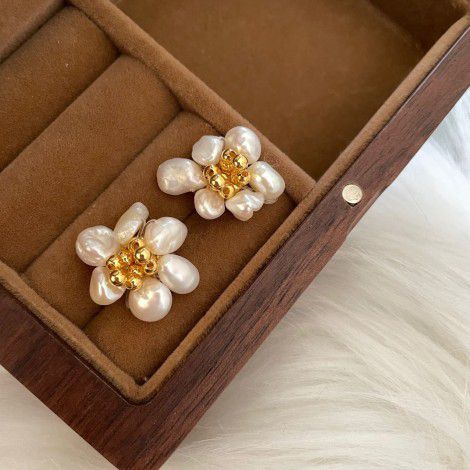 181 / 00 French irregular hand-made Flower Earrings 925 pins sweet lovely earrings g9-3