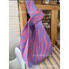 Amazon eBay cross border Japan South Korea contrast striped vest knitting One Shoulder Tote bag knitting portable shopping bag (female)