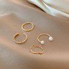 Ins fashion set ring female retro minority simple pearl ring cold wind high sense hand jewelry wholesale