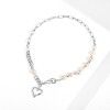 Natural baroque pearl love necklace women's stitching ins hip hop clavicle chain