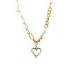 Natural baroque pearl love necklace women's stitching ins hip hop clavicle chain