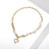Natural baroque pearl love necklace women's stitching ins hip hop clavicle chain