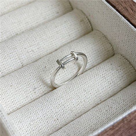 Whole body S925 Sterling Silver smooth cylindrical push-pull ring lovers Japanese and Korean simple index finger ring head jewelry wholesale