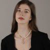 Natural baroque pearl love necklace women's stitching ins hip hop clavicle chain