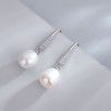 925 Silver Freshwater Pearl long earrings female European and American retro high-grade ear hook earrings DIY empty support jewelry wholesale