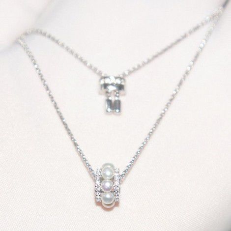 A European and American brand S925 Sterling Silver Necklace, female diamond inlaid, small waist, pearl clavicle chain, temperament, anti allergic tide ins