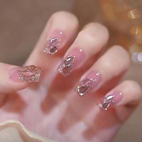 Shiny diamond wearing nail new nail patch one second wearable nail patch finished products can wholesale short nail patches