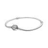 Original Beaded pan family Bracelet Silver shining round crown heart-shaped DIY Mickey full diamond series simple Snake bone chain