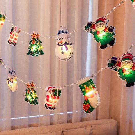 Christmas decorations, festive atmosphere, decoration, hanging decorations, scene arrangement, colorful light strings, trinkets, creative hanging pieces