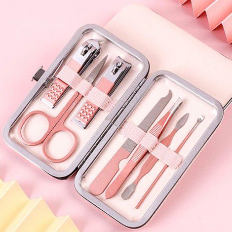 Rose golden eagle nose pliers beauty manicure Manicure Pedicure Knife Set Nail Clipper Set 7-piece set care tools