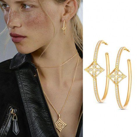 Big brand four leaf flower earrings, exaggerated European and American retro hoops, diamond earrings, and the same four leaf grass earrings, women's light luxury