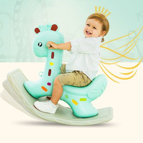 Baby rocking chair baby plastic rocking horse with music large thickened children's toy 1-2 year old Trojan horse