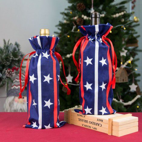 Cross border new products American Independence Day red wine bottle cover star spangled banner wine bottle bag holiday decoration gift bag