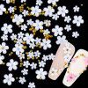 200 nail enhancement five petal flower ornaments, bagged white and pink acrylic flower ornaments, resin flowers with gold and silver beads