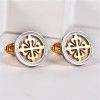 Electroplated circular two-color stainless steel retro European and American geometric gold business inlaid Cufflinks