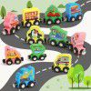 Wooden magnetic digital small train three-year-old children boys and girls wooden letter assembly drag block toy car