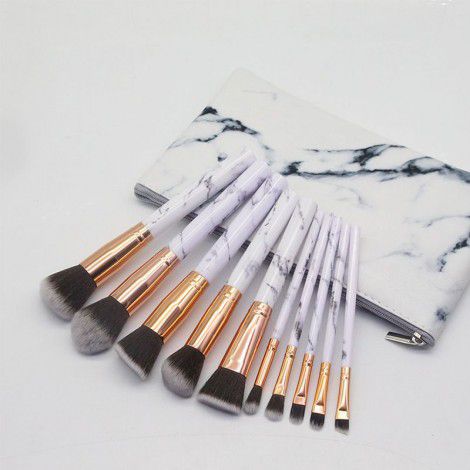 10 marbled makeup brush sets 5 large and 5 small makeup brushes Pu makeup bag beauty tools in stock