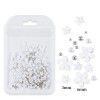200 nail enhancement five petal flower ornaments, bagged white and pink acrylic flower ornaments, resin flowers with gold and silver beads